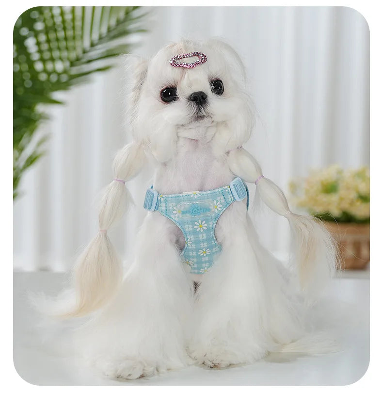 Breathable Floral Dog Harness – Lightweight Mesh Vest