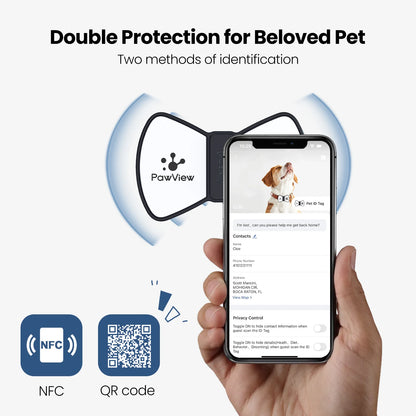 NFC Smart QR Code Pet ID Tag – Silicone, Scannable, Personalized Dog & Cat Tag