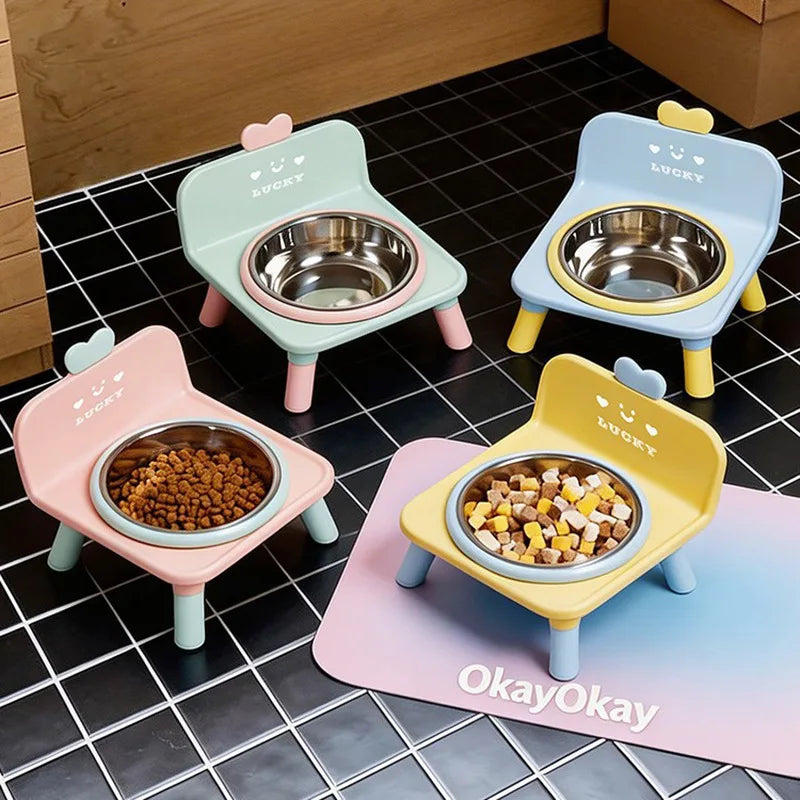 Elevated Stainless Steel Cat Bowl with Stand – Raised Pet Feeder for Cats & Small Dogs