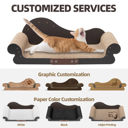 Sofa-Shape Corrugated Cat Scratcher Board – Low-Debris, Wear-Resistant, Furniture Protector