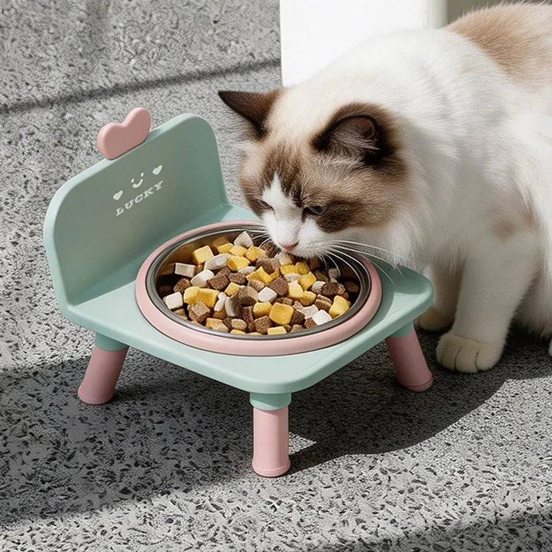 Elevated Stainless Steel Cat Bowl with Stand – Raised Pet Feeder for Cats & Small Dogs