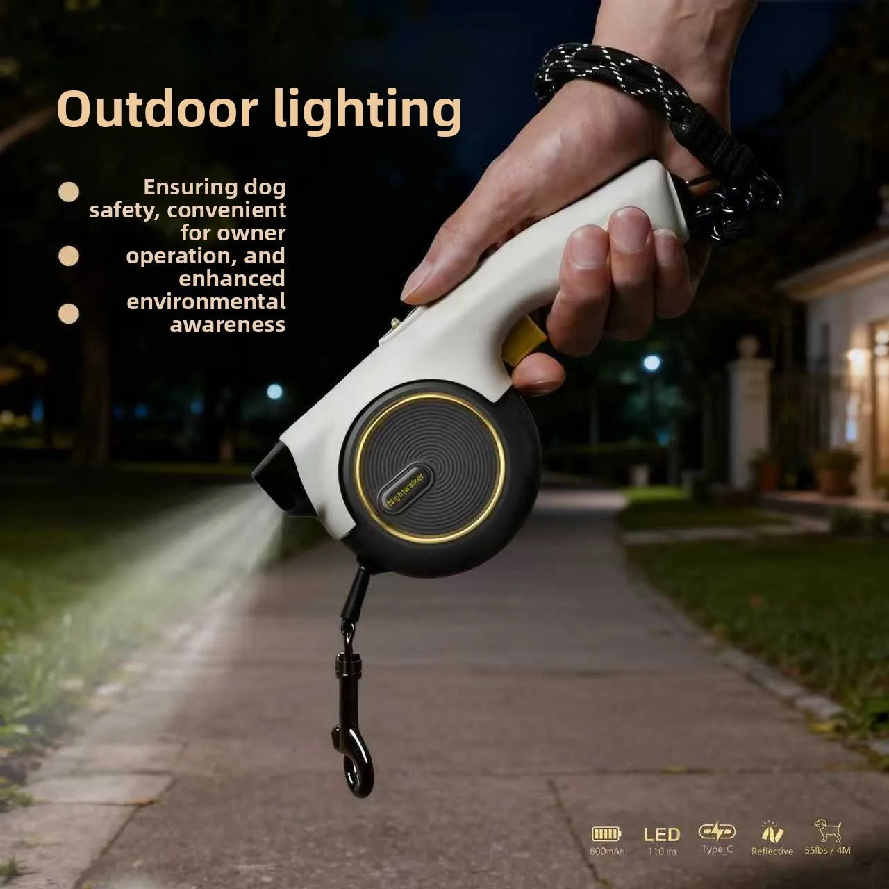 Retractable Dog Leash 13ft | Automatic One-Button Brake & Lock | Heavy Duty Tangle-Free Walking Leash for Small Medium Large Dogs