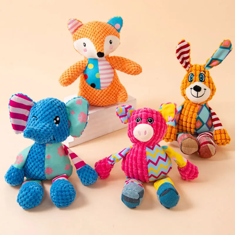 Cute Squeaky Chew Dog Plush Toy | 3 Colors Blue Orange Brown