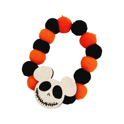 Halloween Winter Solid Personalized Pumpkin Dog & Cat Choker Necklace with Eco-Friendly Wool Bells
