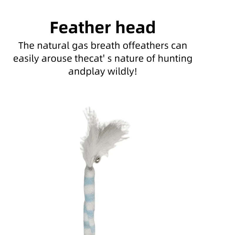 Long Rope Ribbon Caterpillar Cat Wand Toy | Interactive Training Stick | 7 Colors