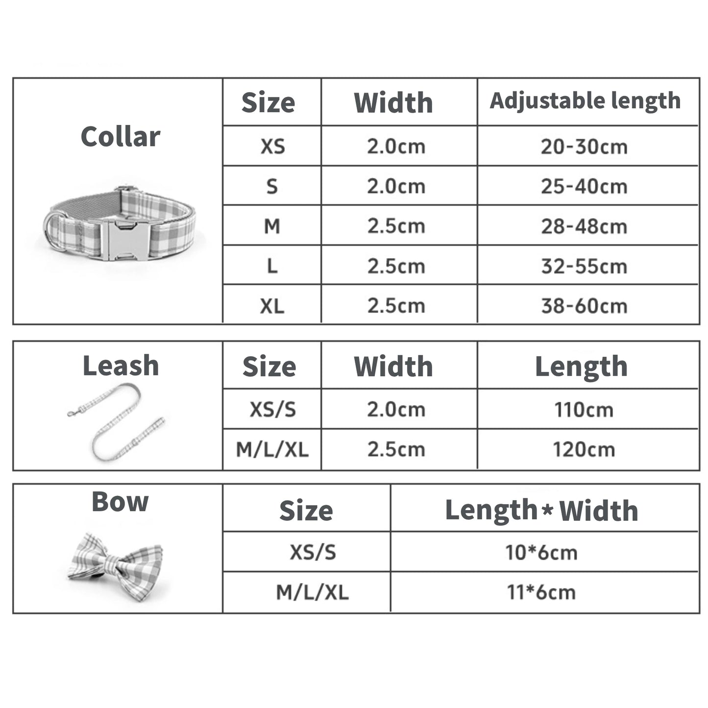 Plaid Dog Collar Leash with Bow Tie Adjustable Pet Accessories Pet Collars Leash OEM Available - Blue