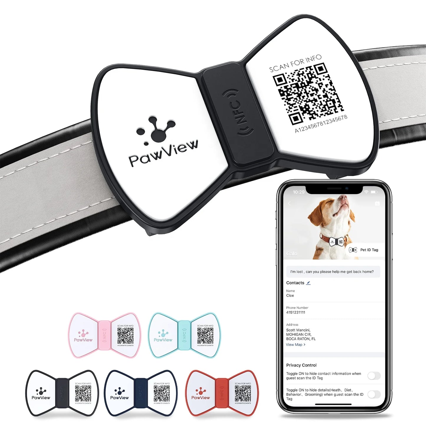 NFC Smart QR Code Pet ID Tag – Silicone, Scannable, Personalized Dog & Cat Tag