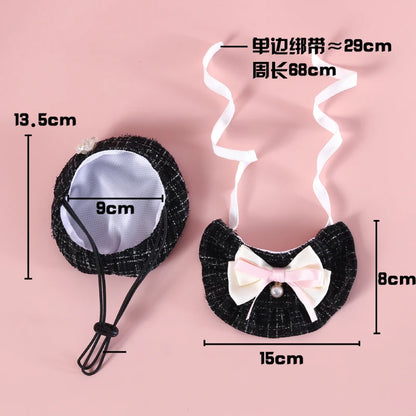 Elegant Pet Outfit Decoration Photo Props Fashion Pet Costume Set Beret Cap and Bib