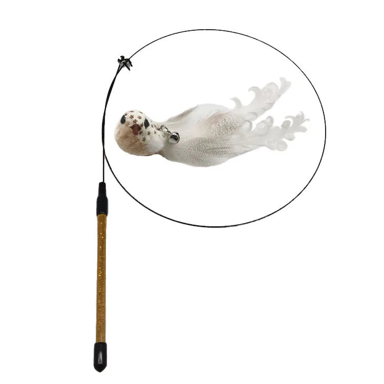 Bird-Shape Feather Cat Stick – Eco-Friendly Bite-Resistant Cat Wand Toy