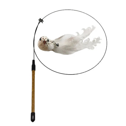 Bird-Shape Feather Cat Stick – Eco-Friendly Bite-Resistant Cat Wand Toy