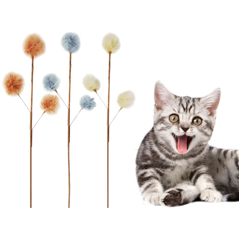 Interactive Cat Teaser Stick | Feather & Plush Cat Wand Toy | 7 Styles