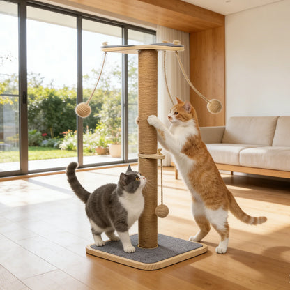 Tall Sisal Cat Scratching Post – Multi-Level, Anti-Slip, Low-Debris Cat Tree Scratcher