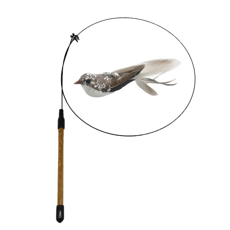 Bird-Shape Feather Cat Stick | Eco-Friendly Bite-Resistant Cat Wand Toy | 4 Styles