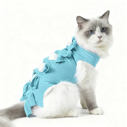 Soft Cute Anti-Lick Surgery Recovery Suit cat Modal/Polyester Lace up Decorative Pet Vest Post-Surgery Wound Protection for Cats
