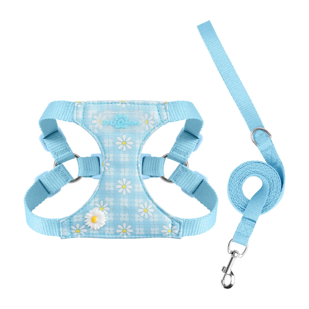 Breathable Floral Dog Harness – Lightweight Mesh Vest