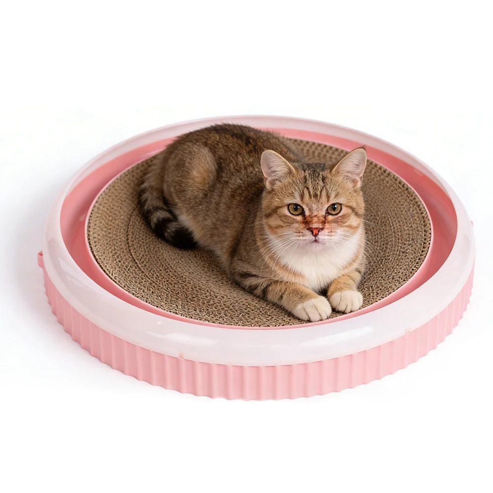 Round Cat Cardboard Scratcher – 44cm Corrugated Cat Scratch Pad