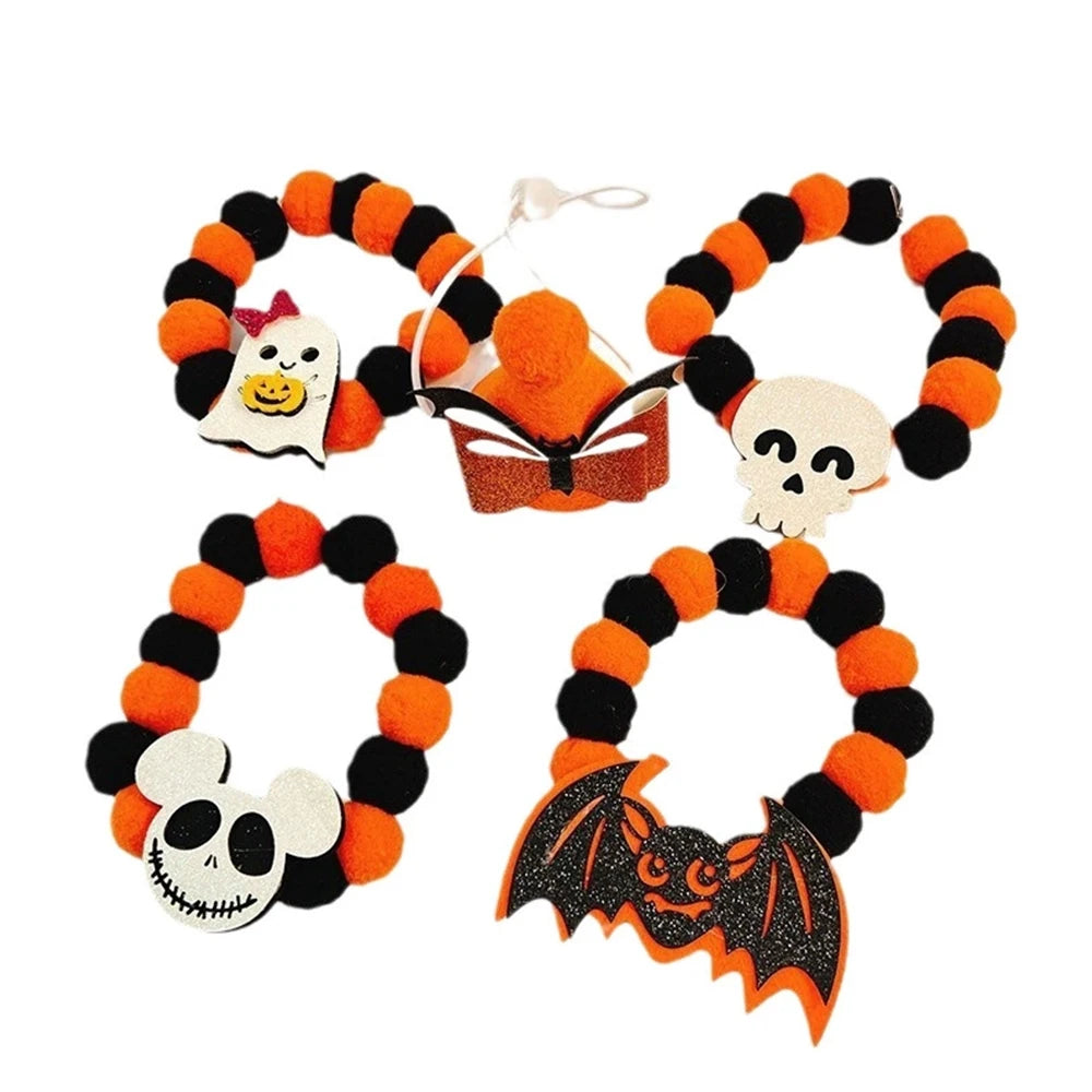 Halloween Winter Solid Personalized Pumpkin Dog & Cat Choker Necklace with Eco-Friendly Wool Bells