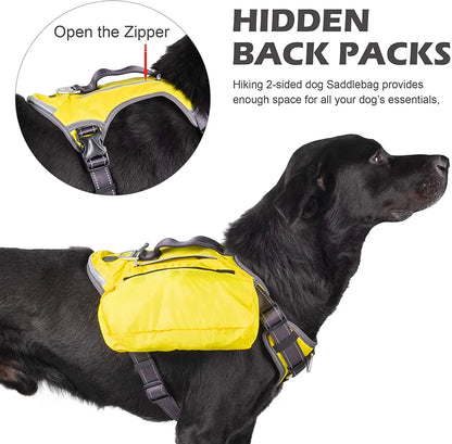 No-Pull Dog Harness with Backpack Saddle Bags – Reflective Padded Vest