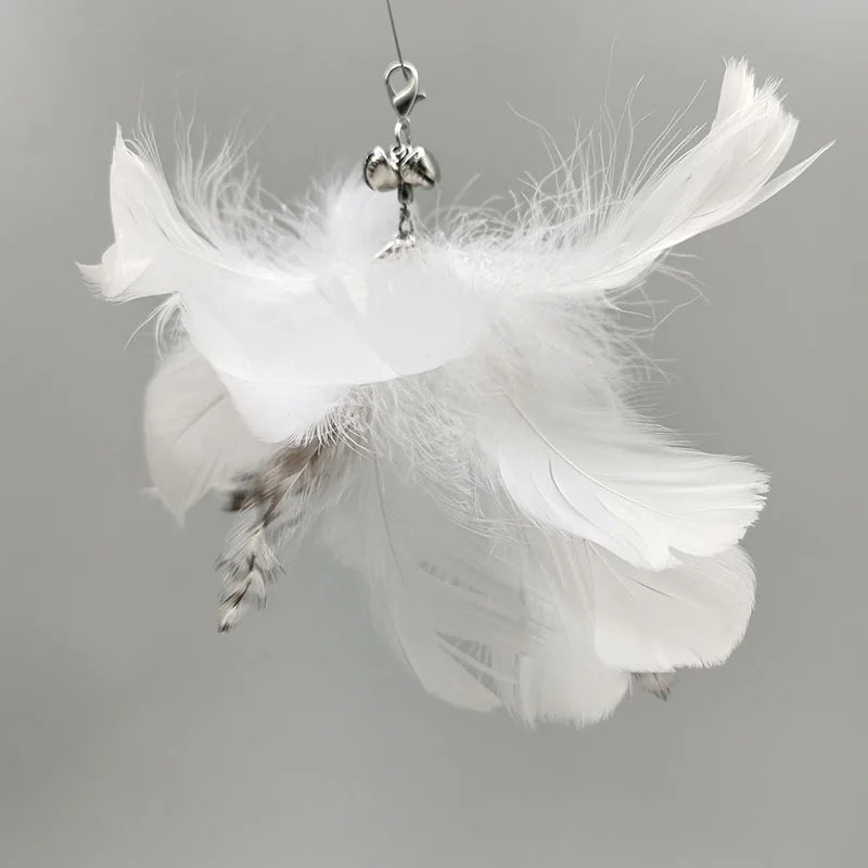Dancing Feather Suction Cup Cat Toy | Removable Wire Rod & Replacement Heads | 9 Styles