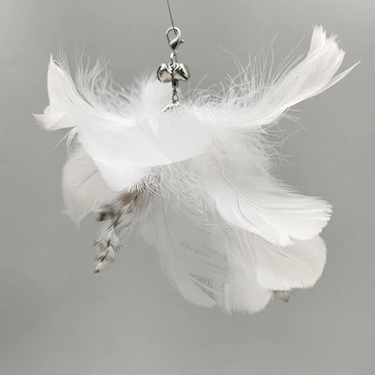 Dancing Feather Suction Cup Cat Toy – Removable Wire Rod & Replacement Heads