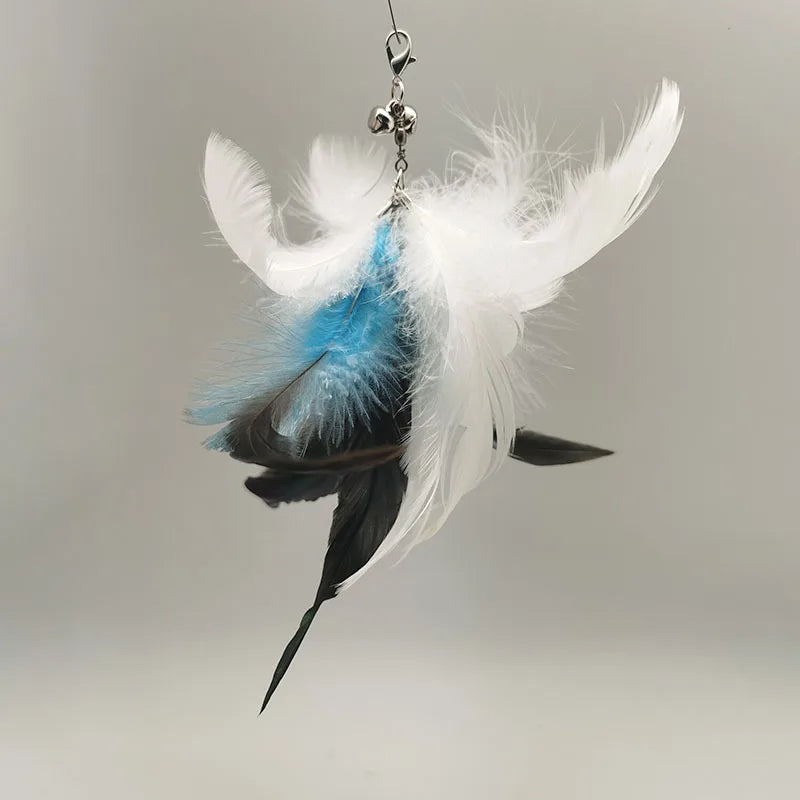 Dancing Feather Suction Cup Cat Toy | Removable Wire Rod & Replacement Heads | 9 Styles