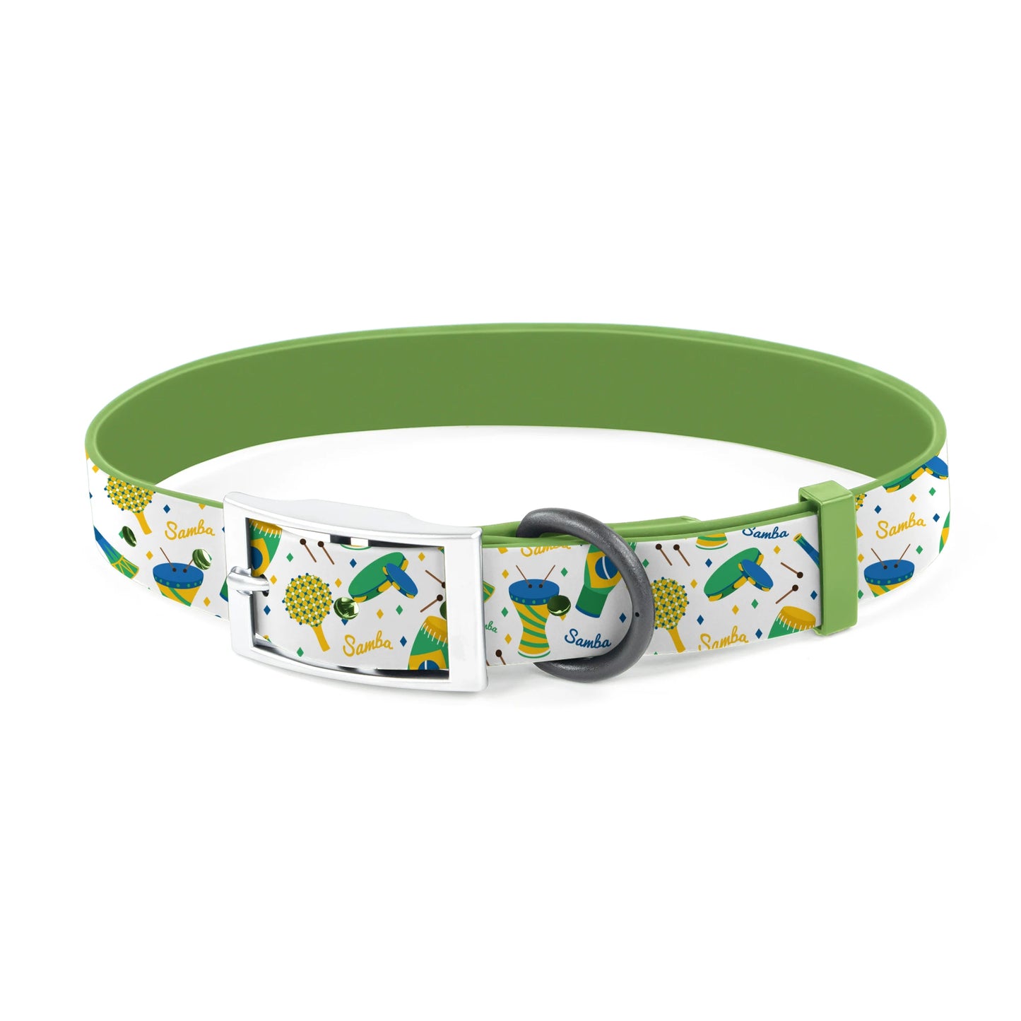 Waterproof Rubber Dog Collar – Football Soccer Pattern, Quick-Release Buckle, Easy to Clean