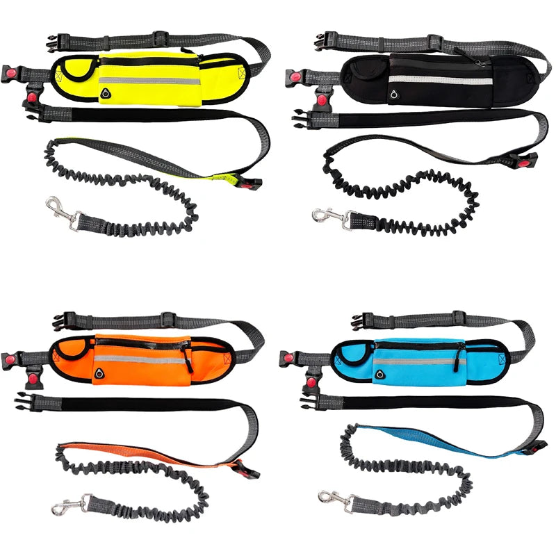 Hands-Free Dog Leash for Running – Bungee Leash Set with Waterproof Waist Pack