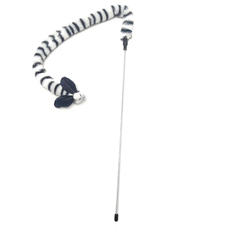Flannel Cat Toy Wand | Bite-Resistant Cloth Strip Cat Teaser | 9 Patterns