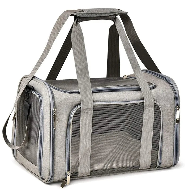 Portable Luxury Oxford Soft-Sided Dog Carrier Airline-Approved Zipper Closure Small Animal Travel Bag Eco-friendly Solid Pattern