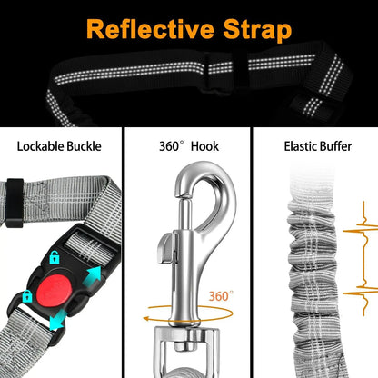 Steel Wire Core Anti-Bite Dog Leash — Adjustable Polyester, 80cm, Black & Grey