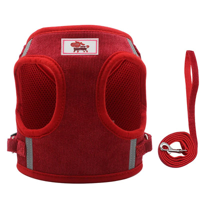Corduroy Cat & Dog Harness Set | Soft Adjustable Vest Harness with Leash