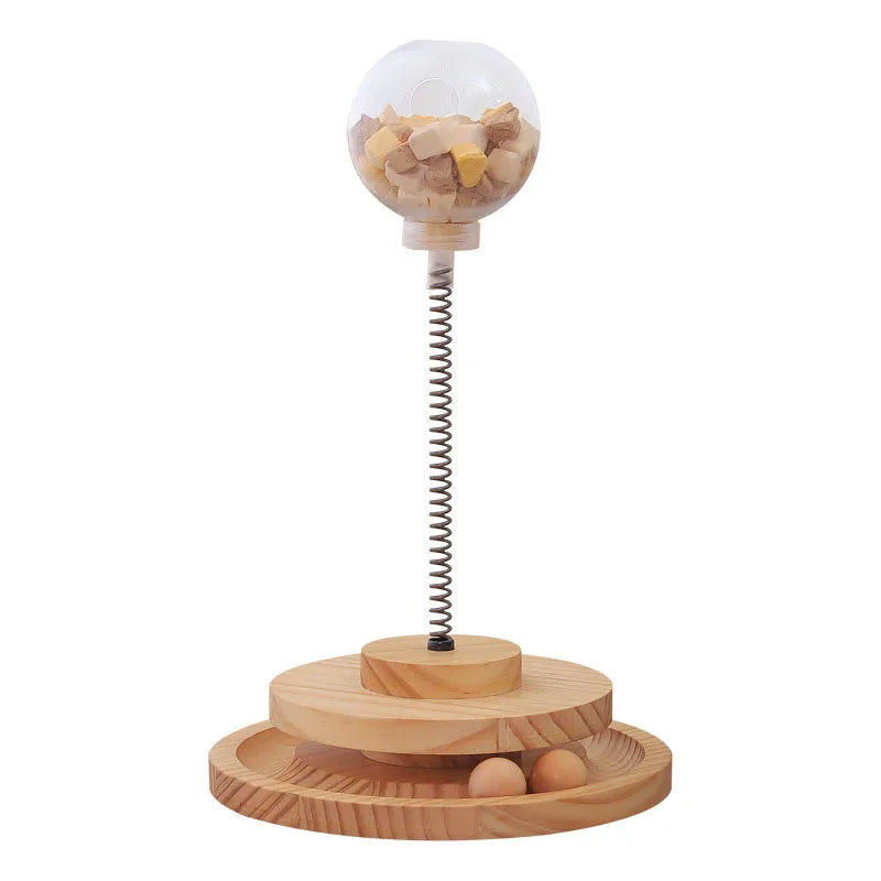 Solid Wood Puzzle Feeder Toy for Cats & Dogs – Slow Feed Tumbler