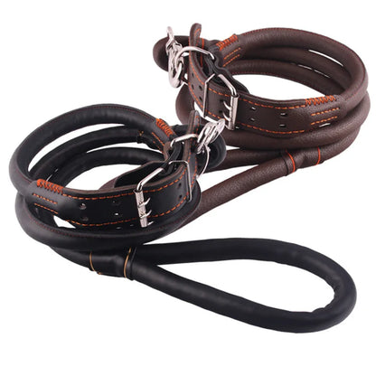 Genuine Leather Dog Leash 120cm — Soft & Durable Lead for Small & Large Dogs