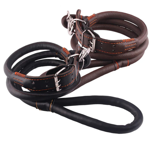 Genuine Leather Dog Leash 120cm — Soft & Durable Lead for Small & Large Dogs