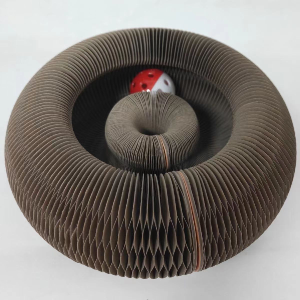 Accordion Corrugated Cat Scratcher with Ball Track Interactive Scratching & Play Toy