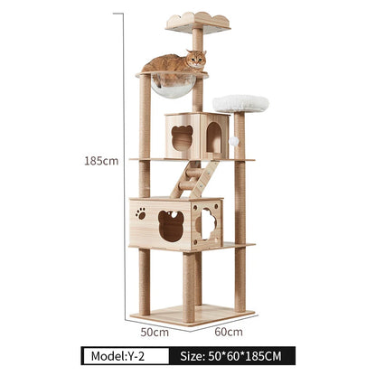 Luxury Double Space Capsule Cat Tree Large Wooden Cat Climbing Frame