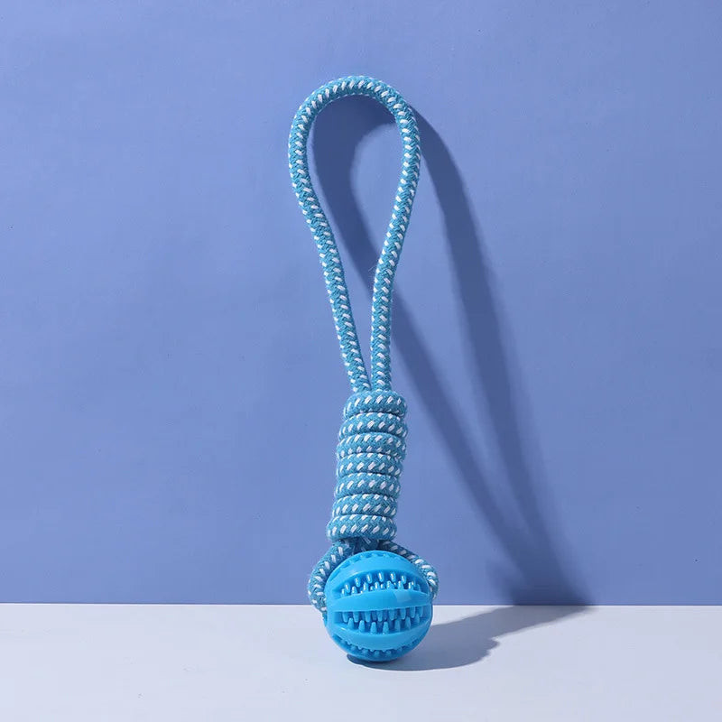Durable Braided Rope and Rubber Ball Pet Chew Toys for Teething Puppies Plush Gift for Cats for Playing