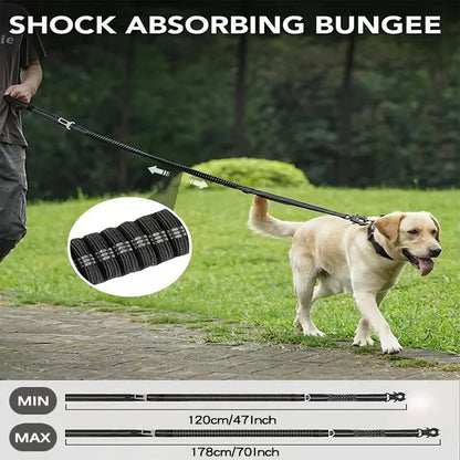2-in-1 Striped Reflective Tactical Dog Leash – Nylon with Explosion-Proof Frog Buckle