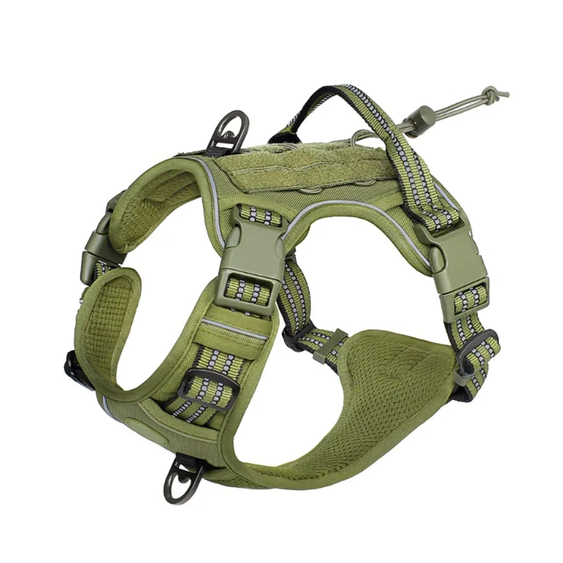 Dog Tactical Vest Harness with MOLLE System & Velcro Strap – Heavy-Duty Dog Harness for Large Dogs | S M L | Army Green
