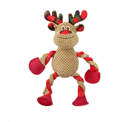 Wholesale Custom Pet Dog Chew Toys Cartoon Cute Christmas Elk Santa Claus Luxury Durable Interactive Plush Squeaky Pet Dog Toys