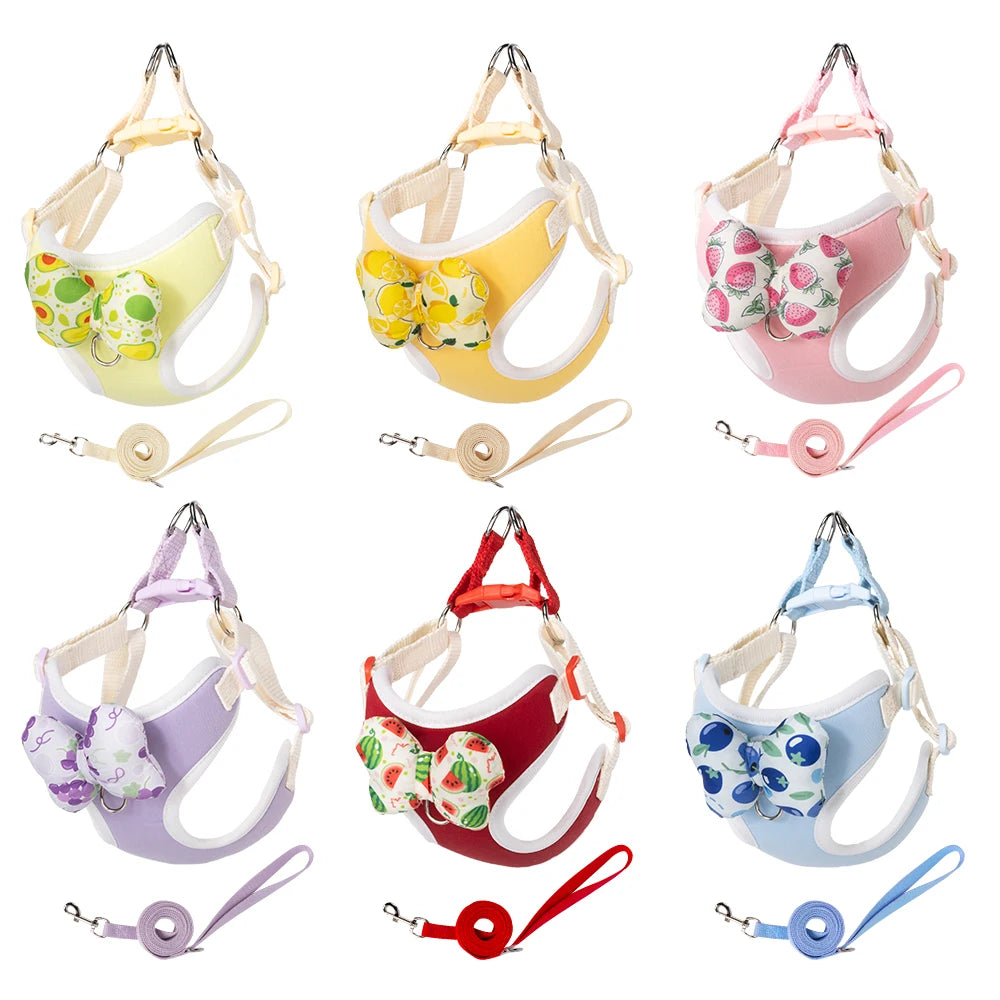 Fruit Print Breathable Dog Harness – Adjustable Mesh Vest