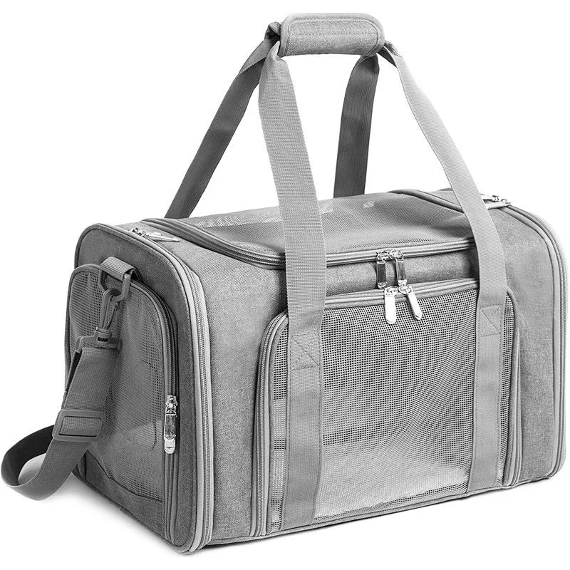 Portable Luxury Oxford Soft-Sided Dog Carrier Airline-Approved Zipper Closure Small Animal Travel Bag Eco-friendly Solid Pattern