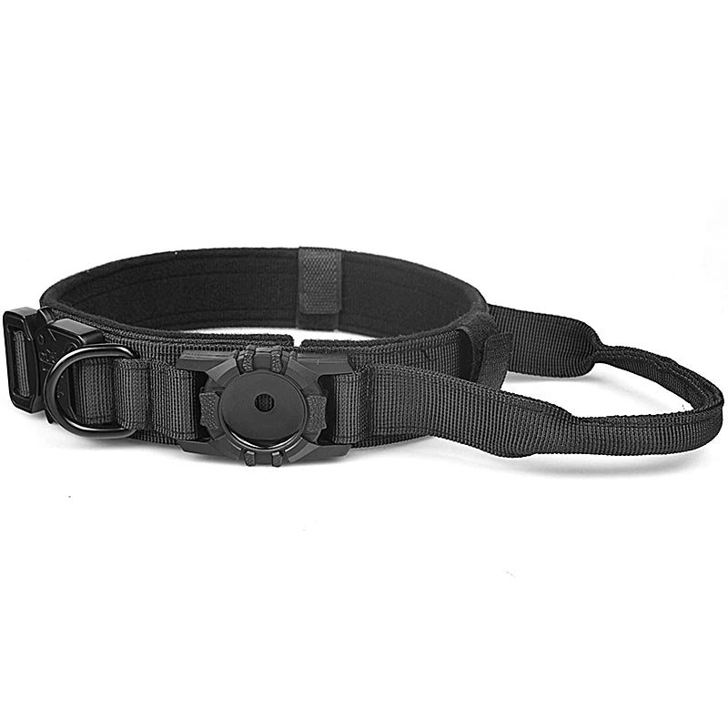 Tactical AirTag Dog Collar | Heavy Duty Nylon with Metal Bracket Holder