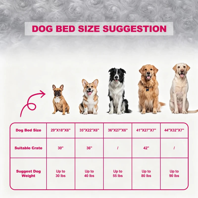 Grey Plush Calming Dog Bed | Removable Cover, Non-Slip Bottom
