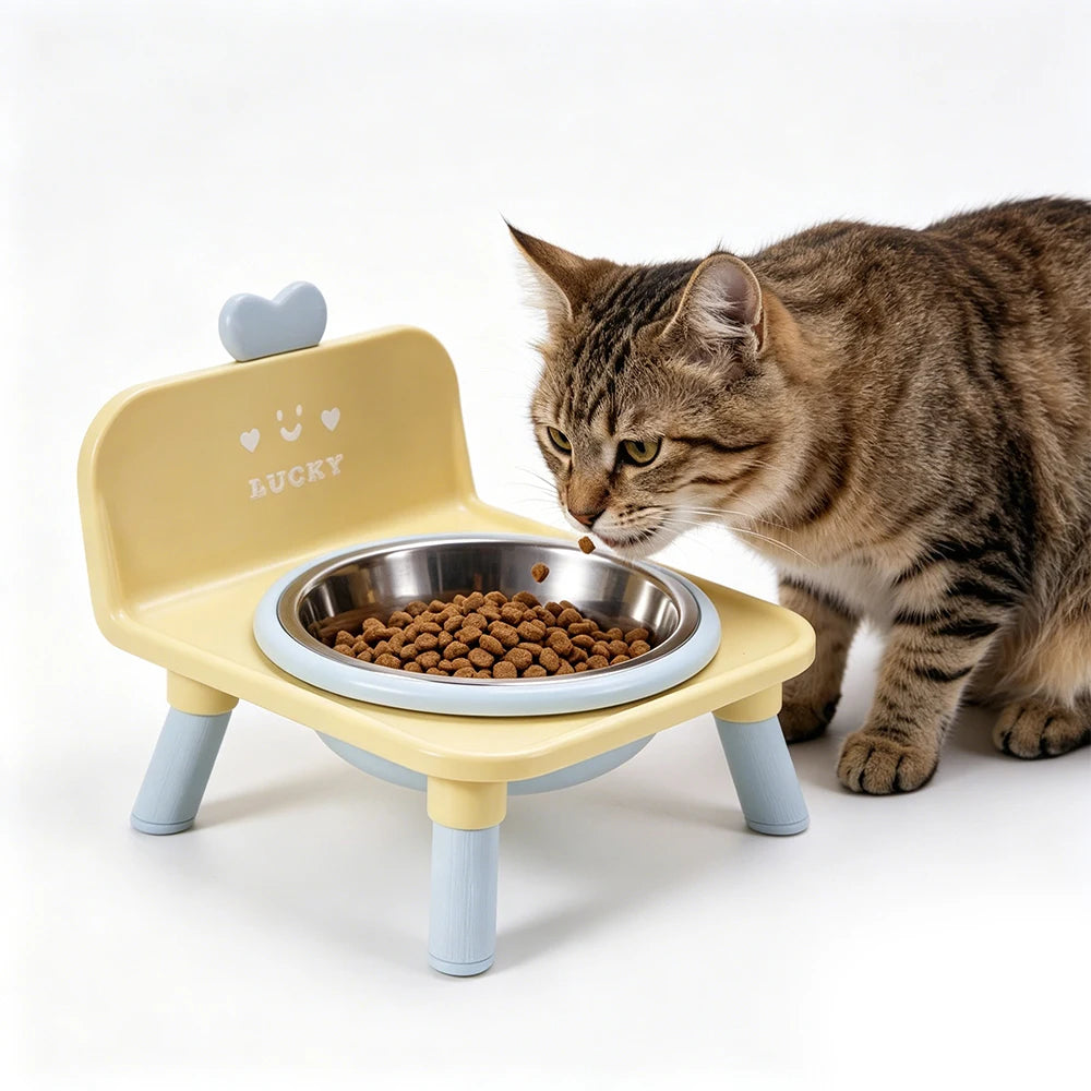 Elevated Stainless Steel Cat Bowl with Stand – Raised Pet Feeder for Cats & Small Dogs