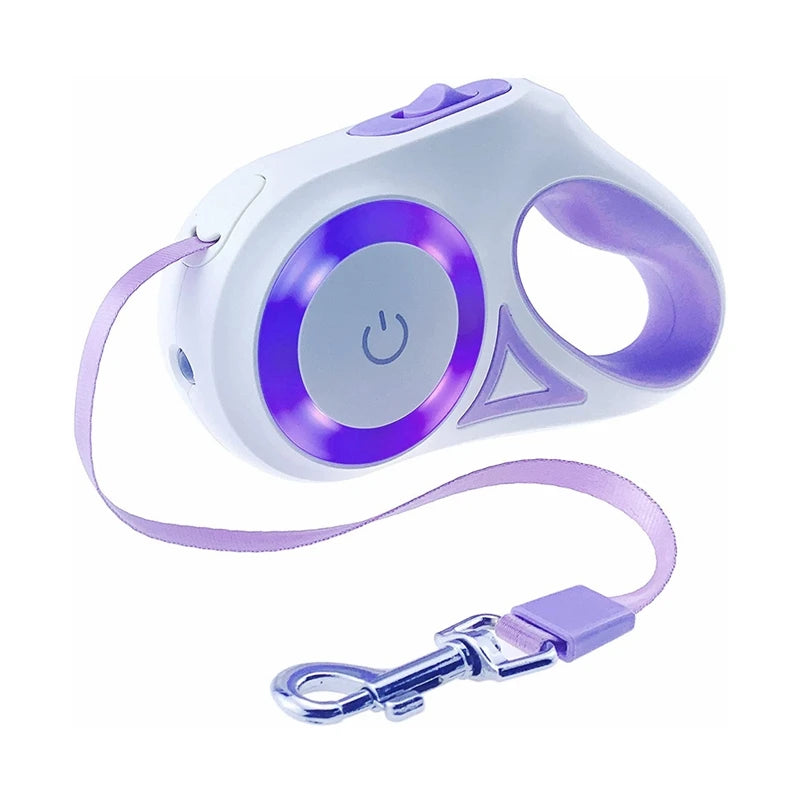 LED Flashlight Retractable Dog Leash  Built-In Torch for Night Walks