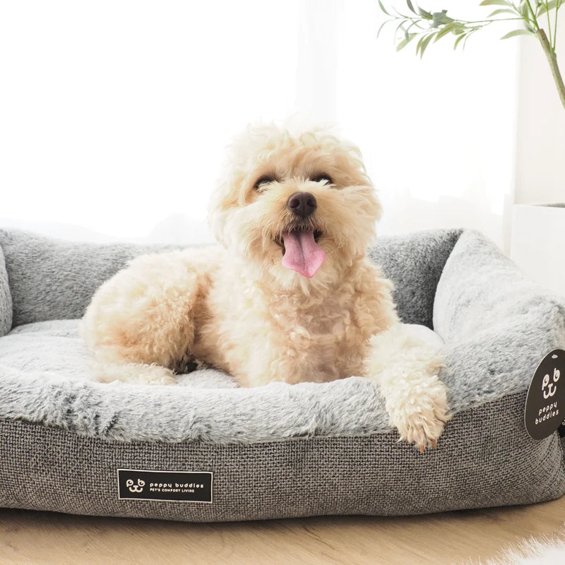 Premium Faux Rabbit Hair Pet Bed | Warm, Breathable & Washable
