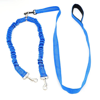 Double Dog Leash Coupler | Reflective Bungee No-Pull Training Leash with Swivel Lockable Hook