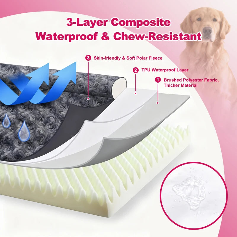 Grey Plush Calming Dog Bed | Removable Cover, Non-Slip Bottom