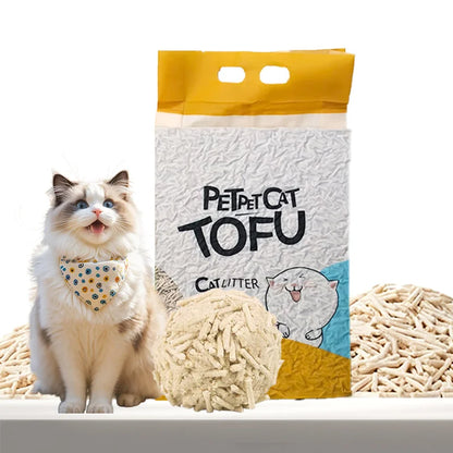 100% Natural Materials Highly Absorbent Flushable Tofu Cat Sand Dust Free Fast Clumping Tofu Cat Litter With Fruit Scen